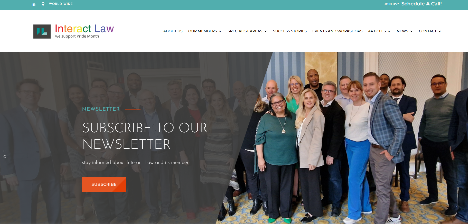 Homepage van de website van Interact Law