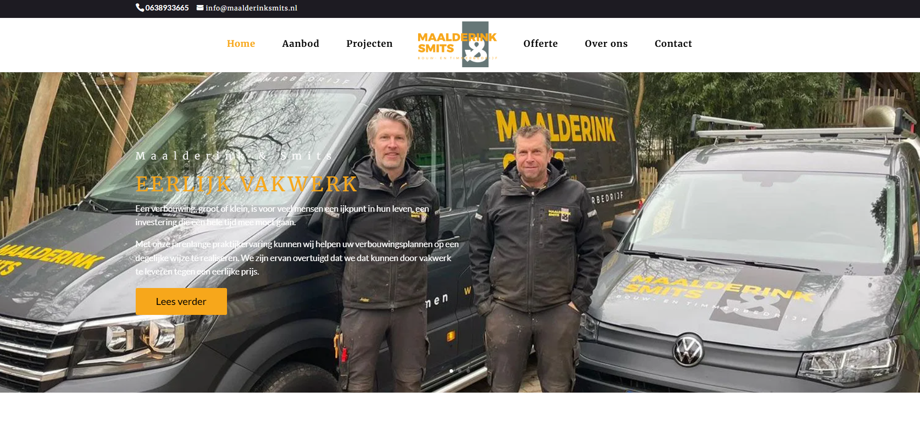 Homepage van de website van Maalderink & Smits